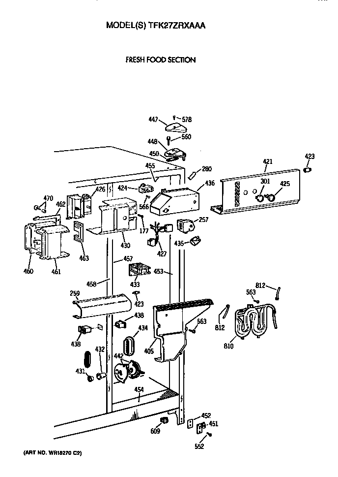 GE TFK27ZRXAAA fresh food section diagram