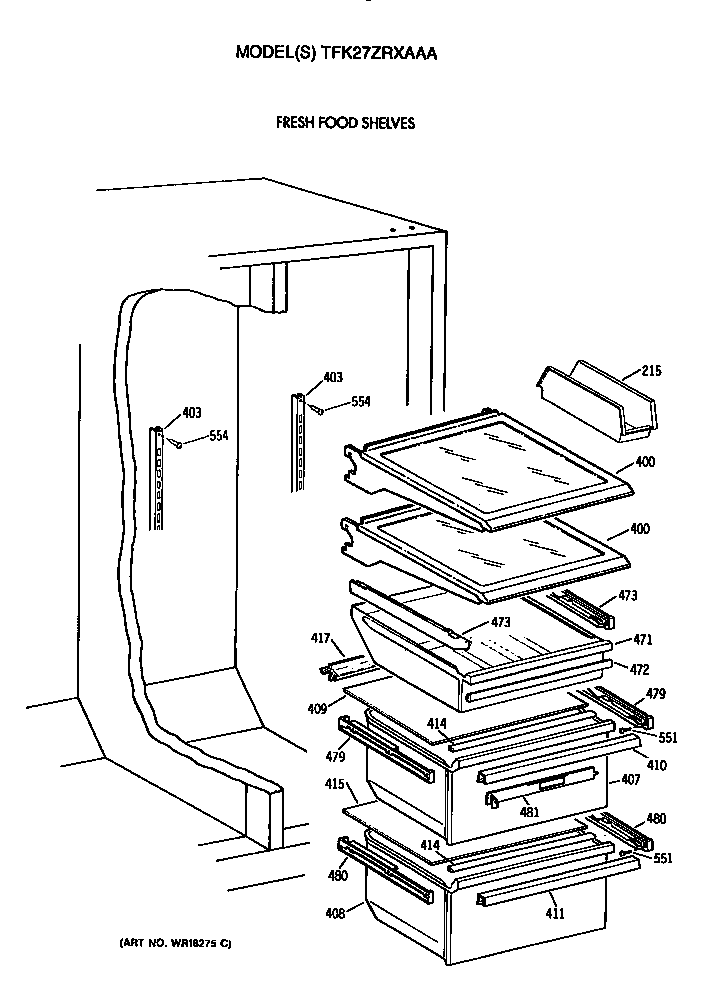 GE TFK27ZRXAAA shelves diagram