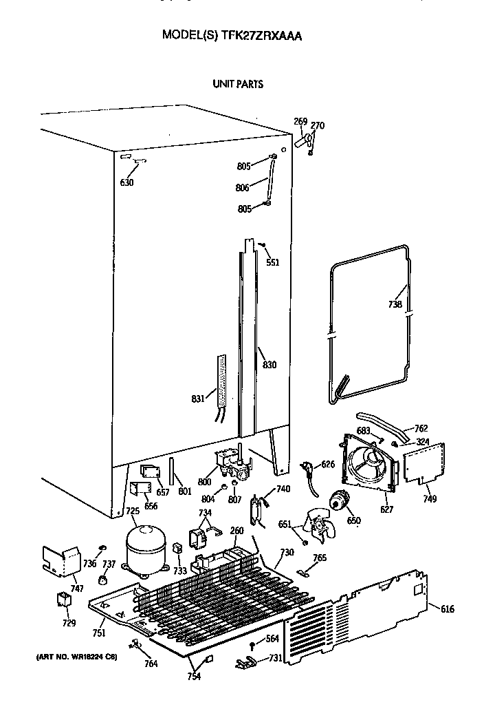 GE TFK27ZRXAAA unit diagram
