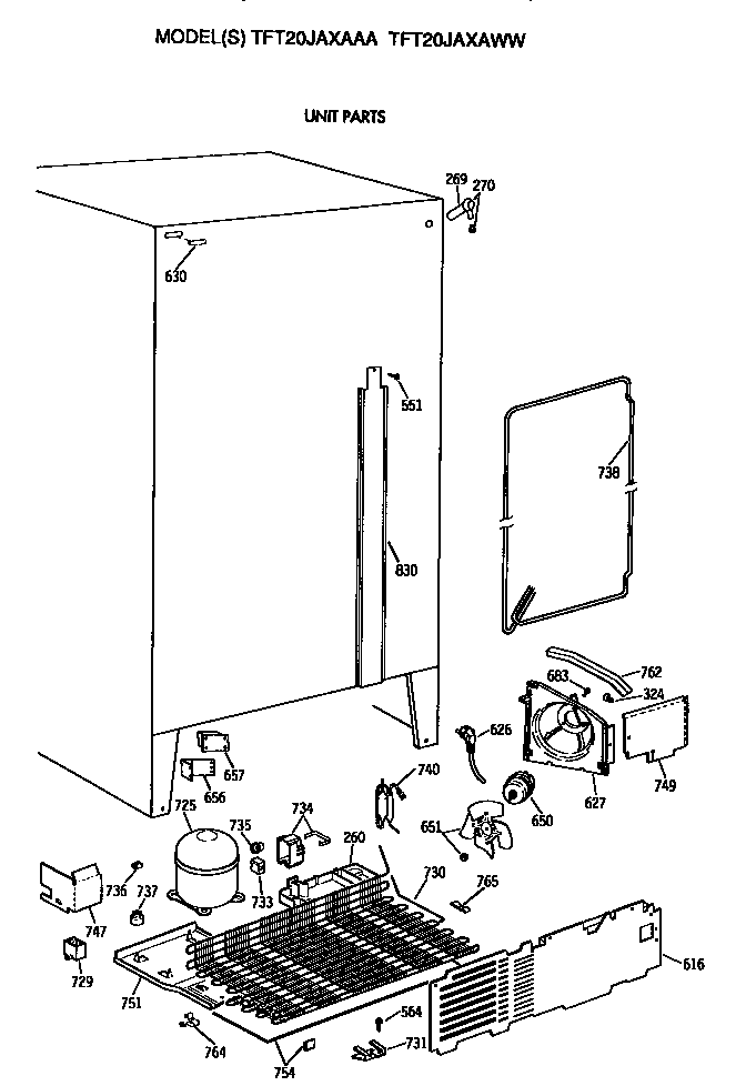 GE TFT20JAXAAA unit diagram