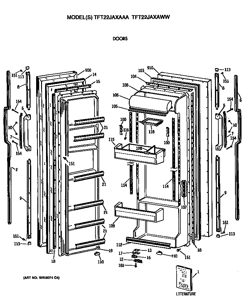 GE TFT22JAXAAA doors diagram