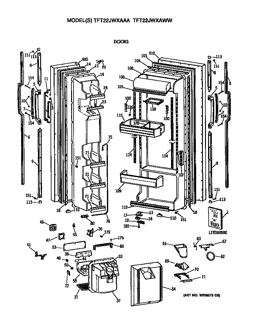 GE TFT22JWXAWW doors diagram