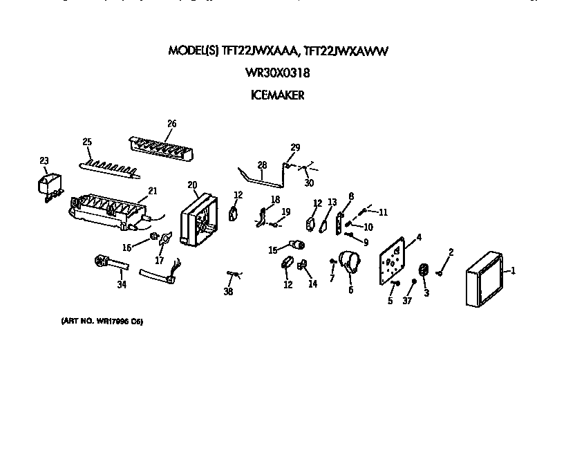 GE TFT22JWXAWW icemaker diagram