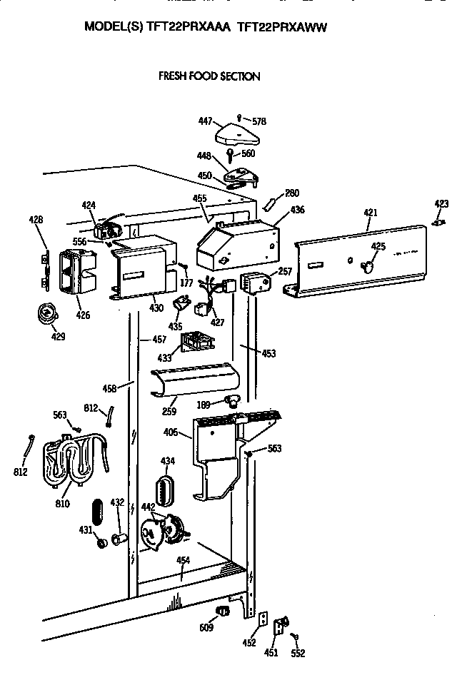 GE TFT22PRXAWW fresh food section diagram