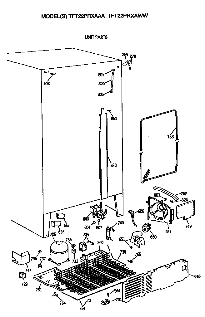 GE TFT22PRXAWW unit diagram