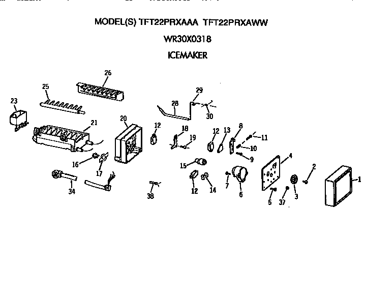 GE TFT22PRXAWW icemaker diagram