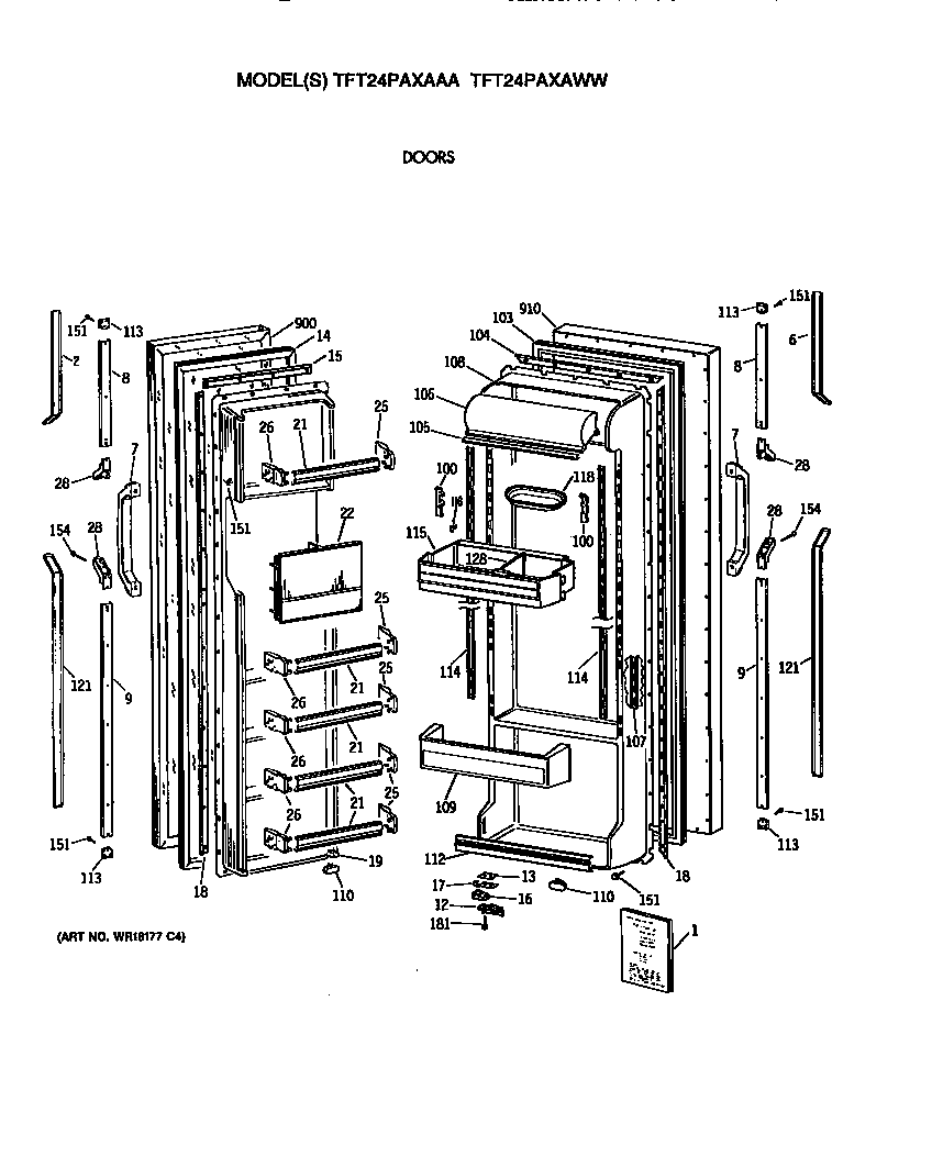 GE TFT24PAXAWW doors diagram