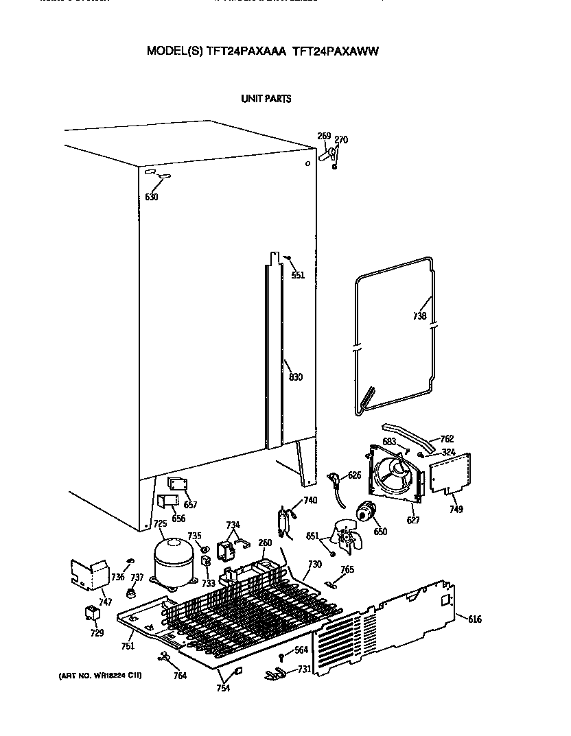 GE TFT24PAXAWW unit diagram
