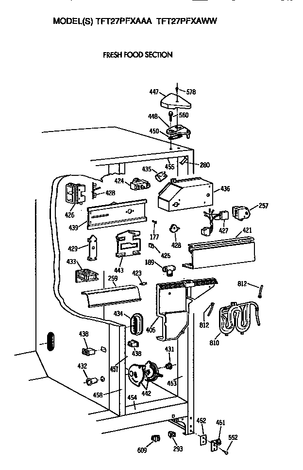GE TFT27PFXAWW fresh food door diagram