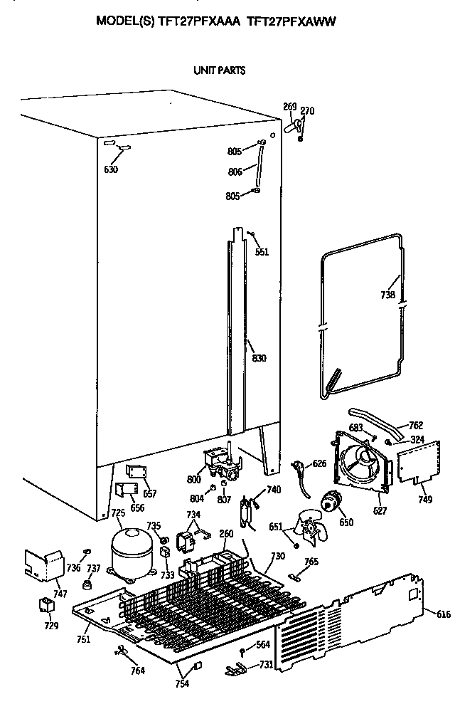 GE TFT27PFXAWW unit diagram