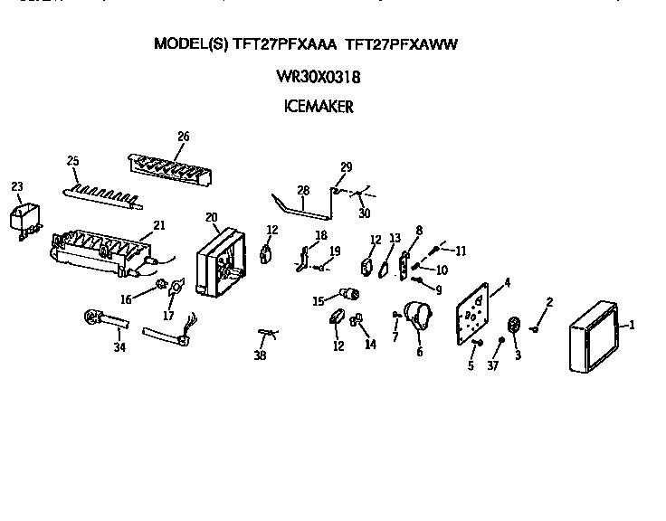 GE TFT27PFXAWW icemaker diagram