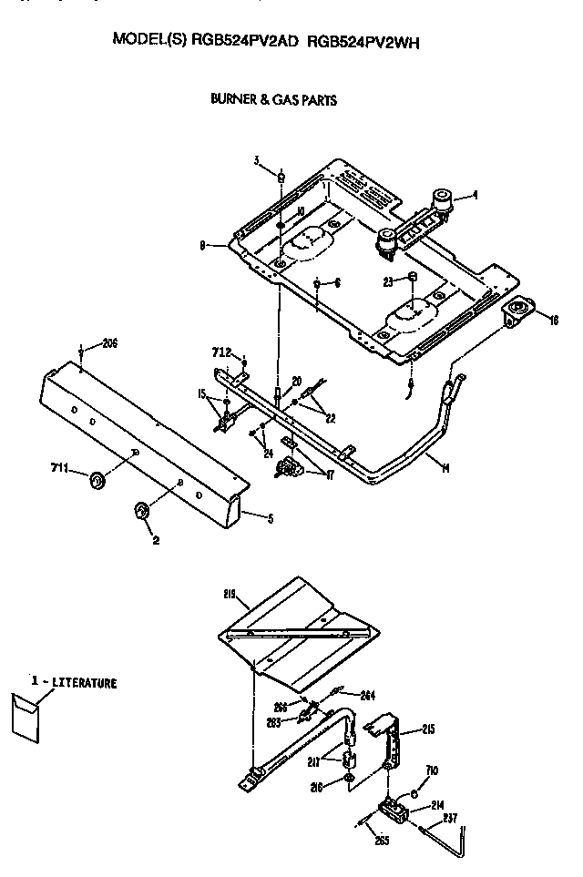 Hotpoint RGB524PV2WH burner assembly diagram