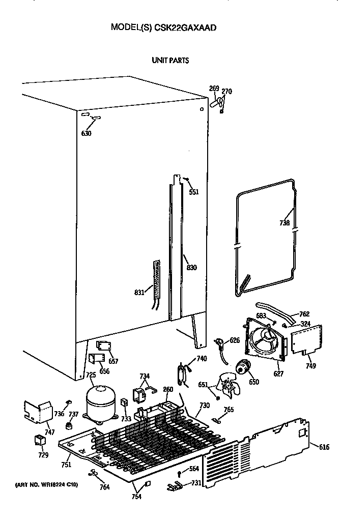 Hotpoint CSK22GAXAAD unit diagram