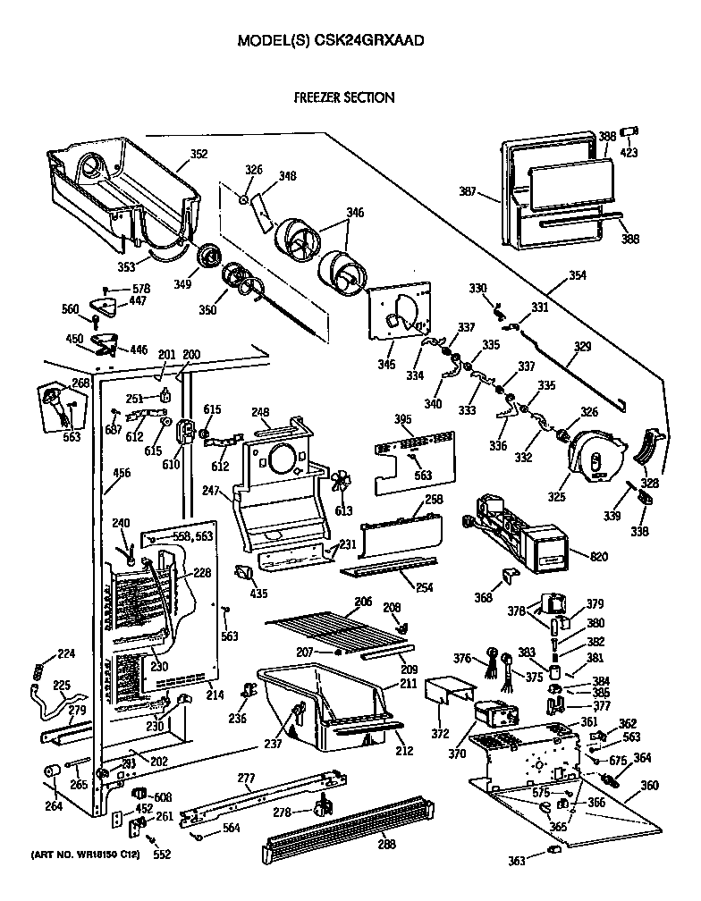Hotpoint CSK24GRXAAD freezer section diagram