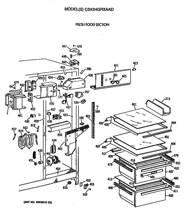 Hotpoint CSK24GRXAAD fresh food section diagram