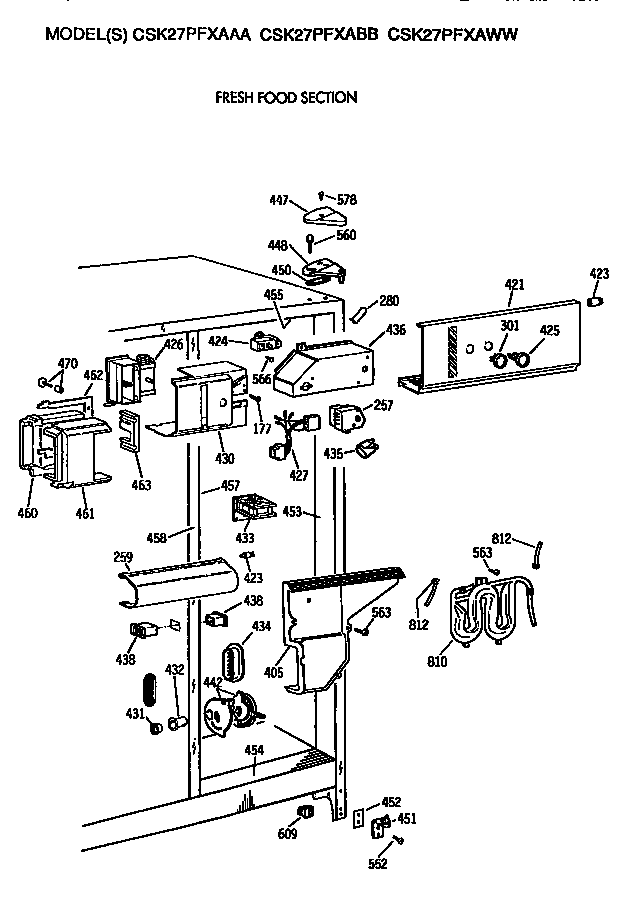 Hotpoint CSK27PFXAWW fresh food section diagram