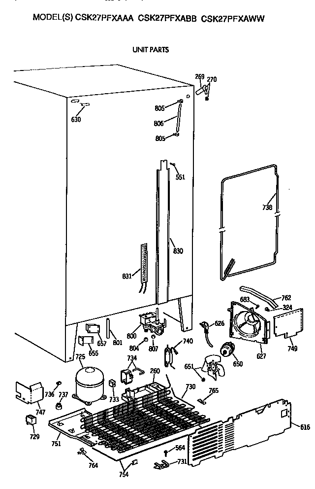 Hotpoint CSK27PFXAWW unit diagram