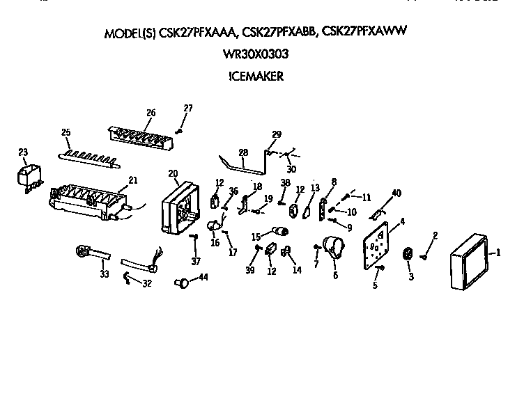 Hotpoint CSK27PFXAWW icemaker diagram
