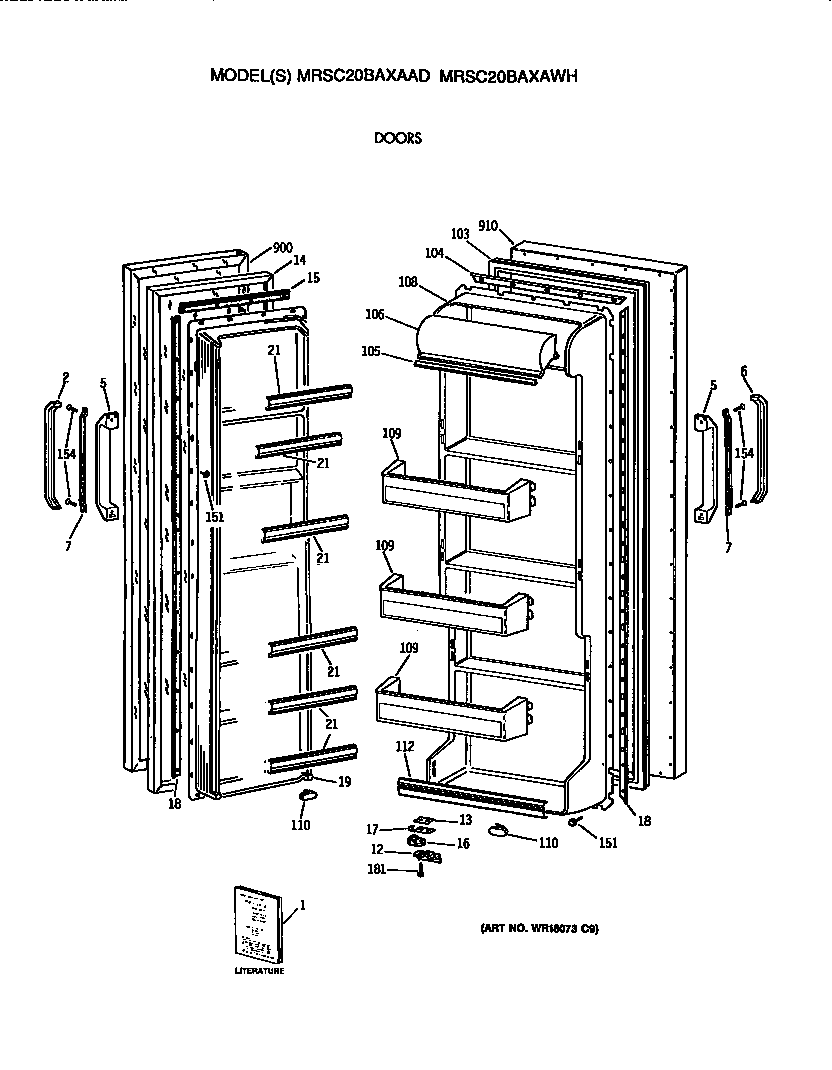 GE MRSC20BAXAWH doors diagram
