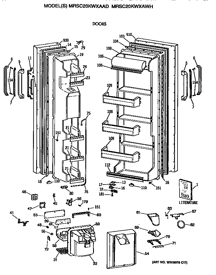 GE MRSC20KWXAAD doors diagram