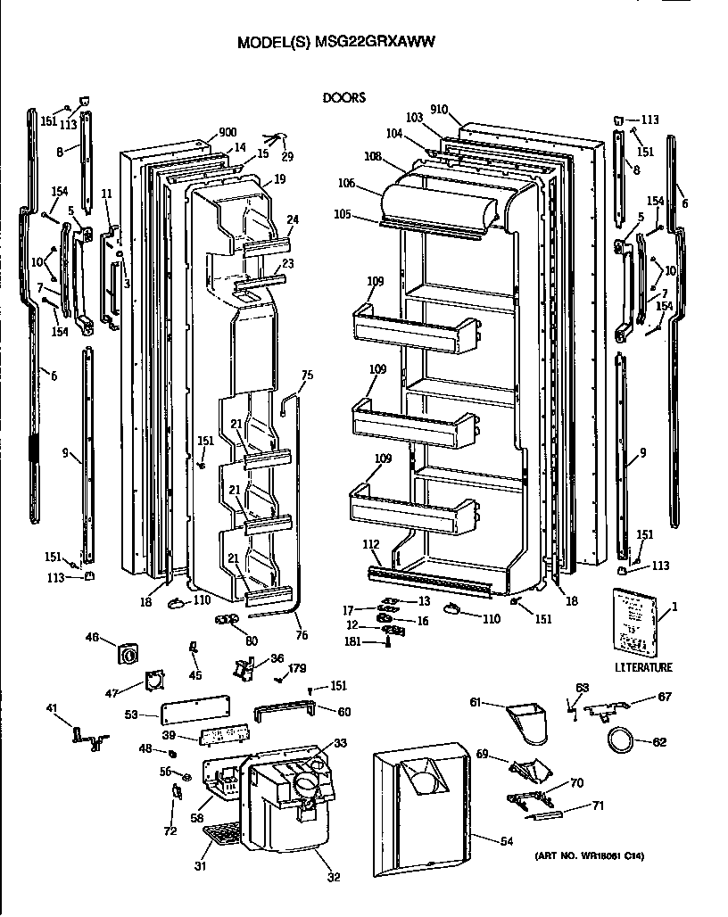 GE MSG22GRXAWW doors diagram