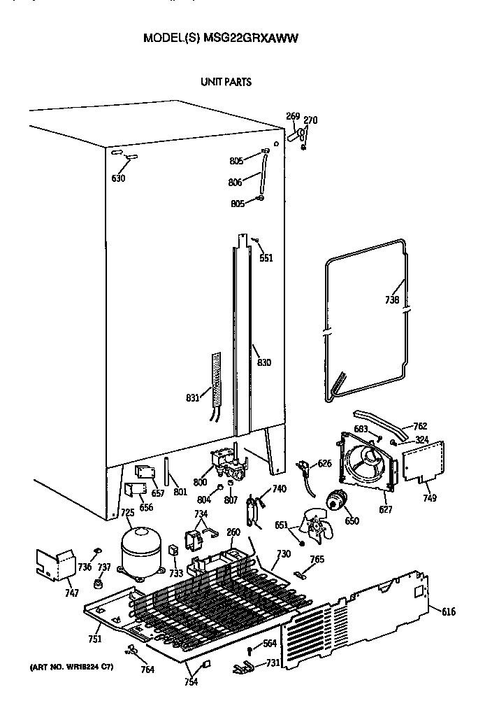 GE MSG22GRXAWW unit diagram