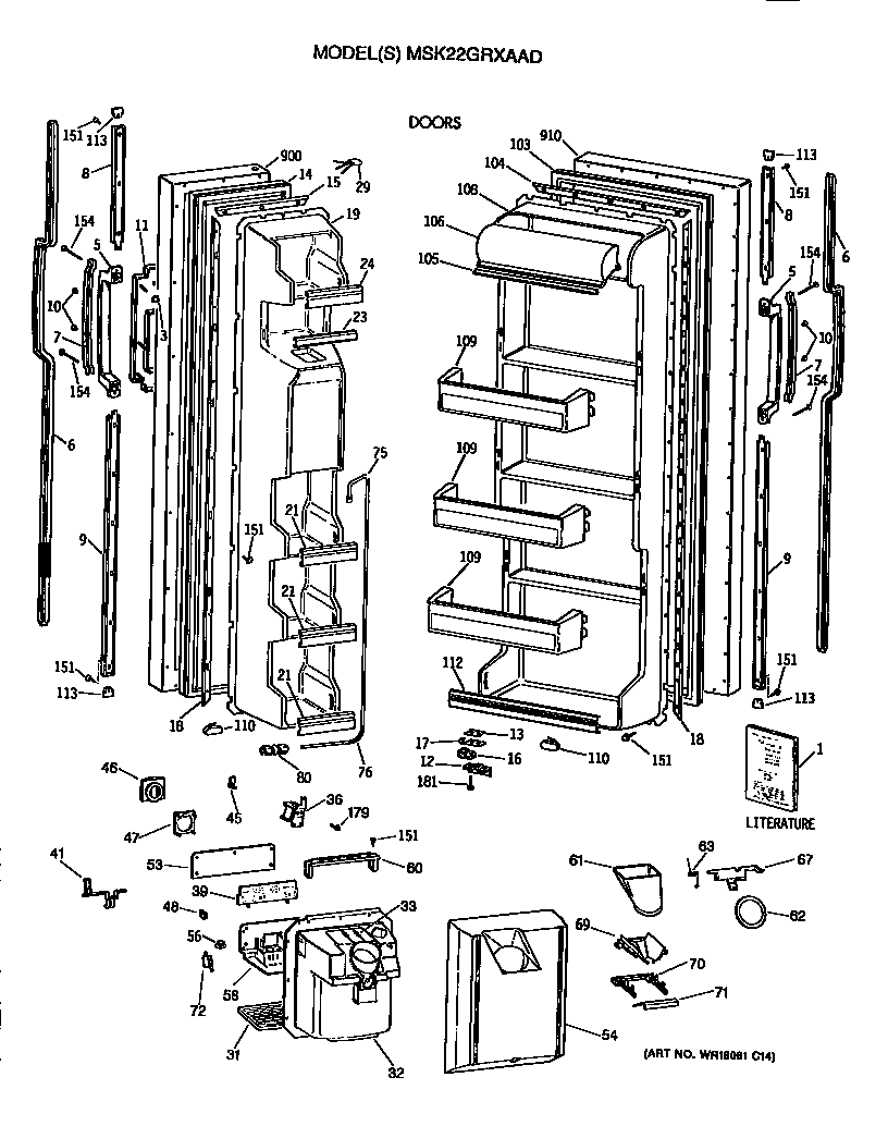 GE MSK22GRXAAD doors diagram