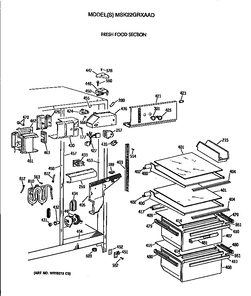 GE MSK22GRXAAD fresh food section diagram