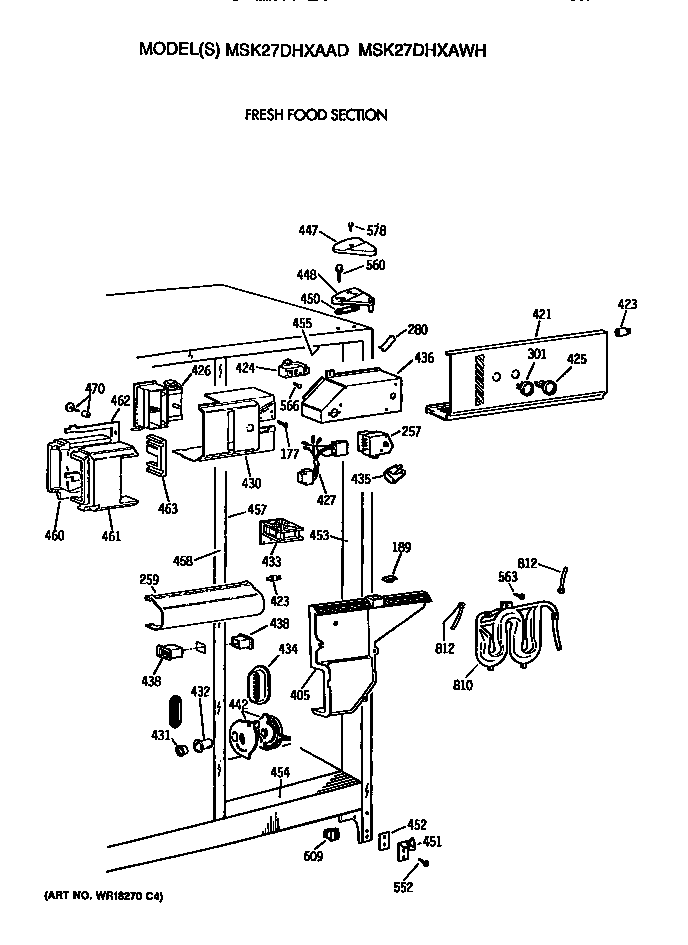 GE MSK27DHXAWH fresh food section diagram
