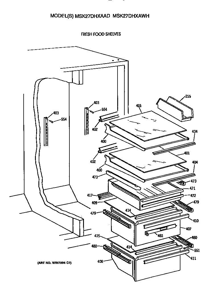 GE MSK27DHXAWH shelves diagram