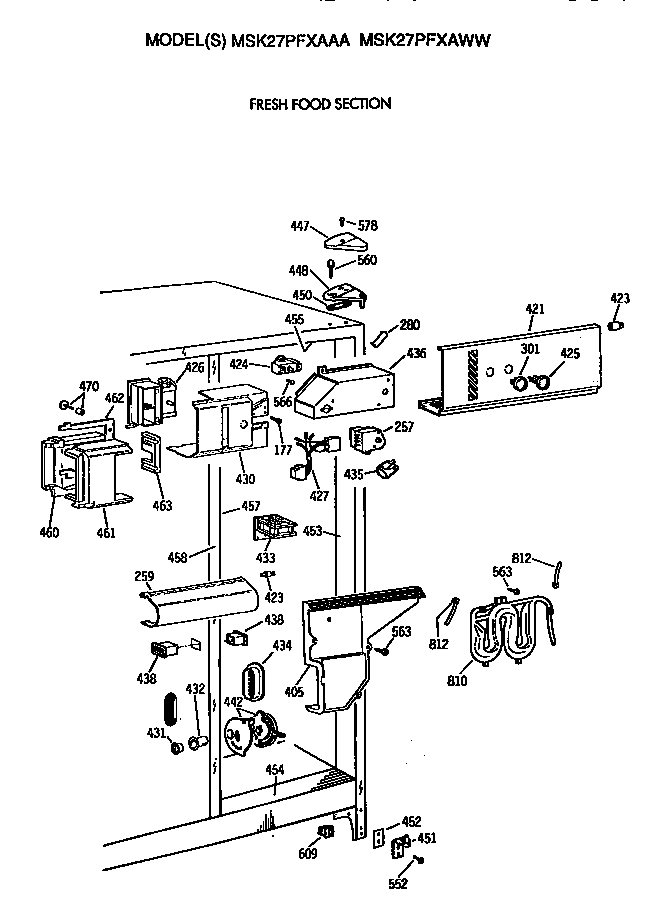 GE MSK27PFXAAA fresh food section diagram