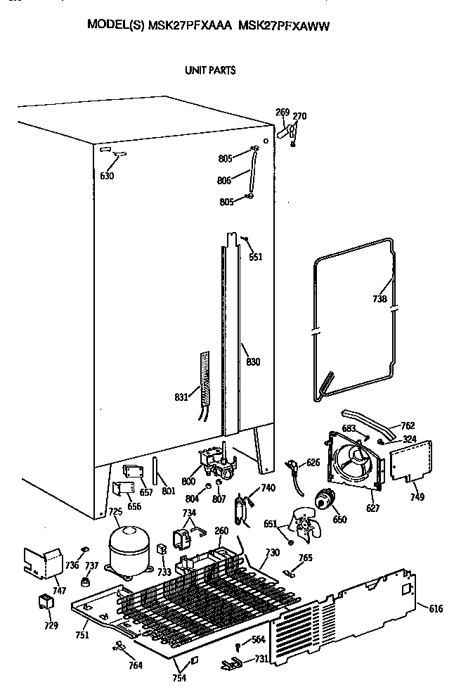 GE MSK27PFXAAA unit diagram