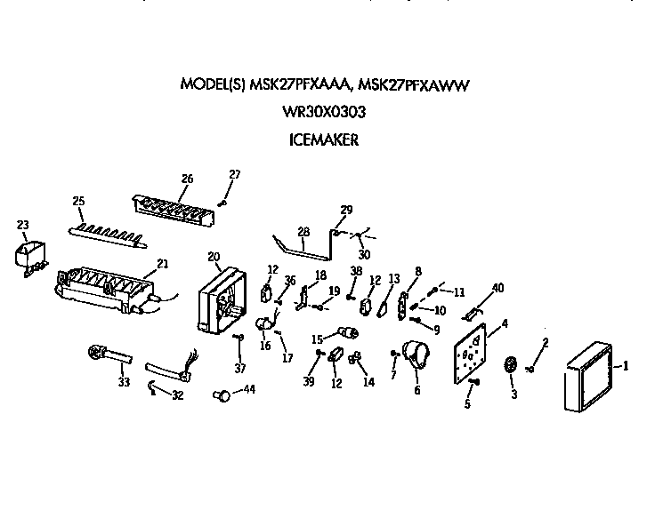 GE MSK27PFXAAA icemaker diagram