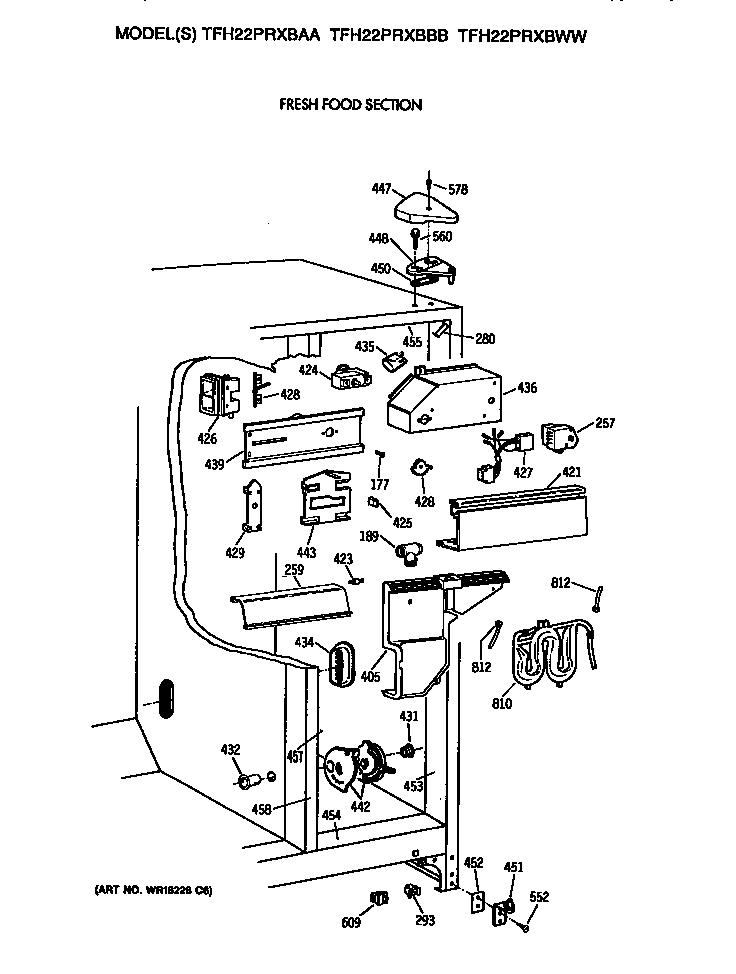 GE TFH22PRXBWW fresh food section diagram