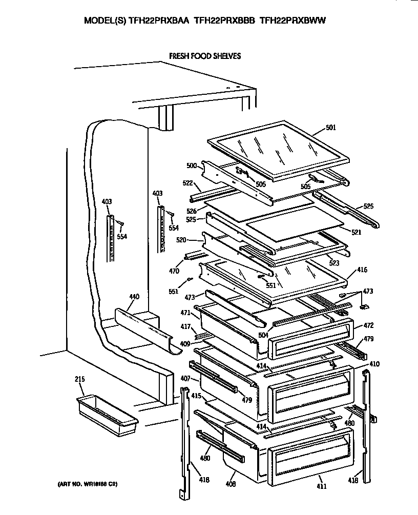 GE TFH22PRXBWW shelves diagram