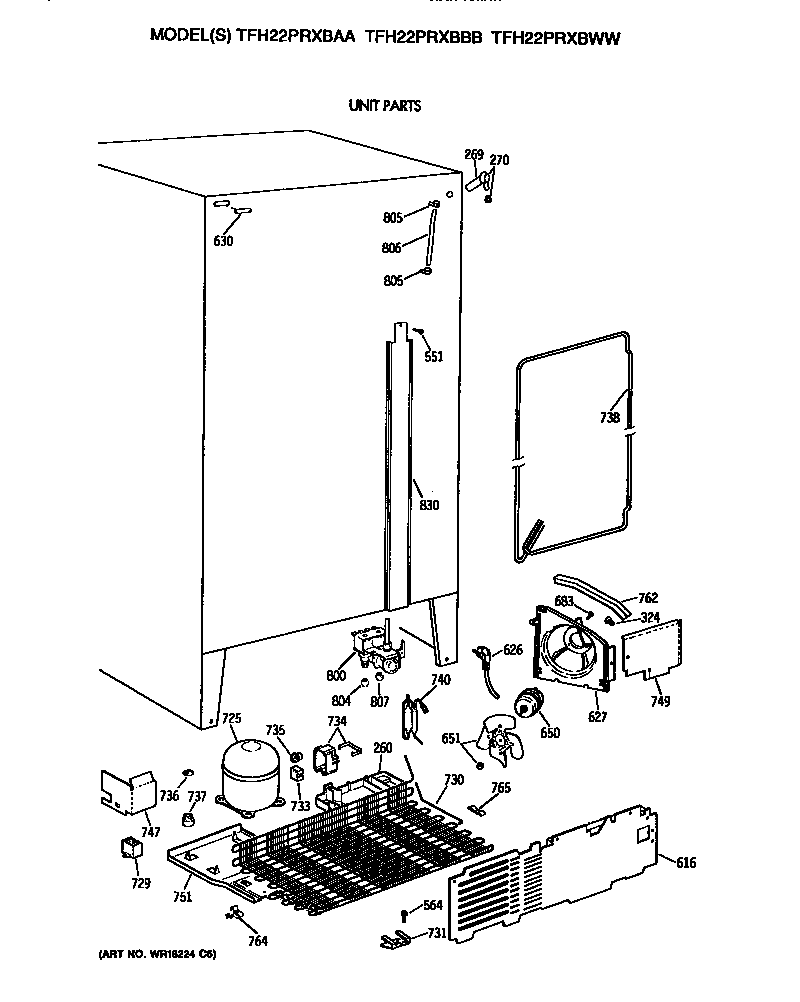 GE TFH22PRXBWW unit diagram