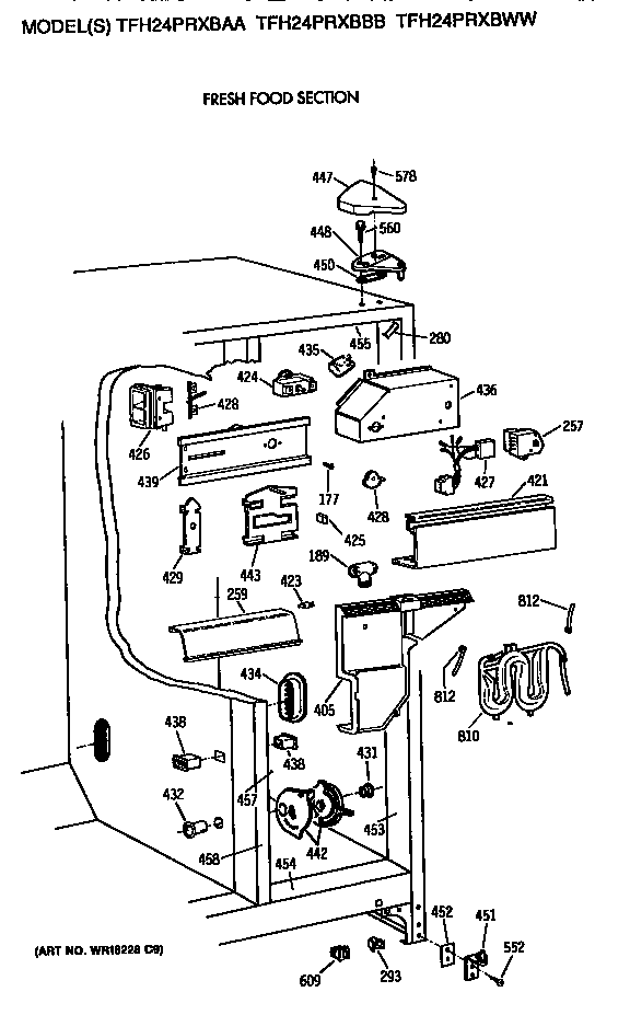 GE TFH24PRXBBB fresh food section diagram