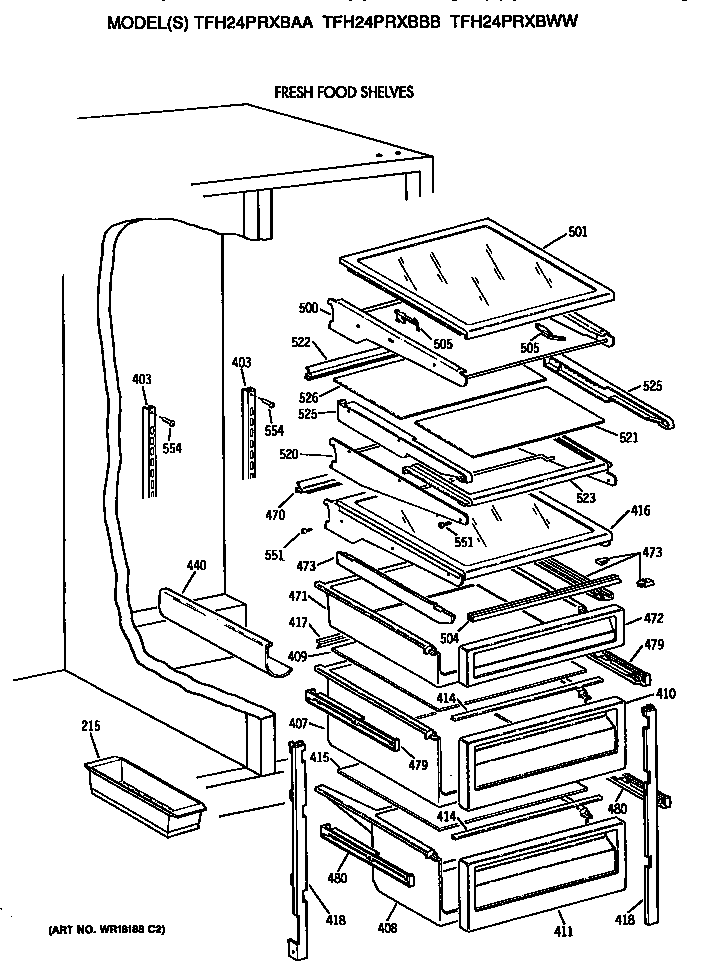 GE TFH24PRXBBB shelves diagram