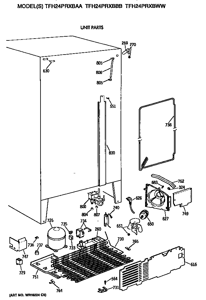GE TFH24PRXBBB unit diagram