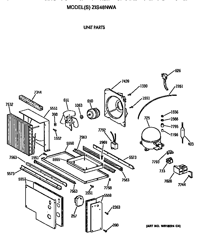 GE ZIS48NWA unit diagram