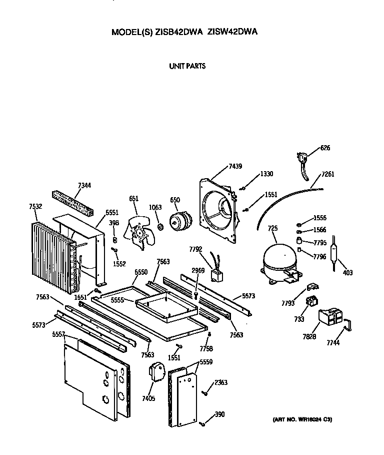 GE ZISW42DWA unit diagram