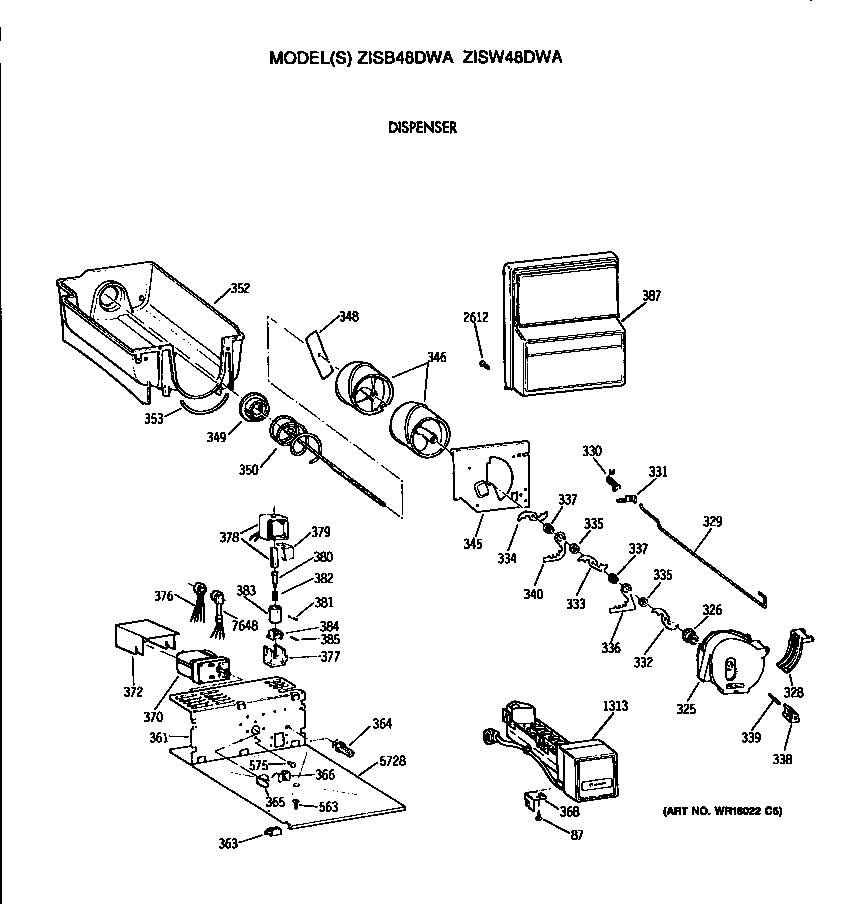 GE ZISW48DWA dispenser diagram