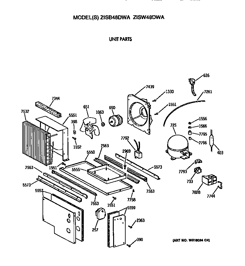 GE ZISW48DWA unit diagram