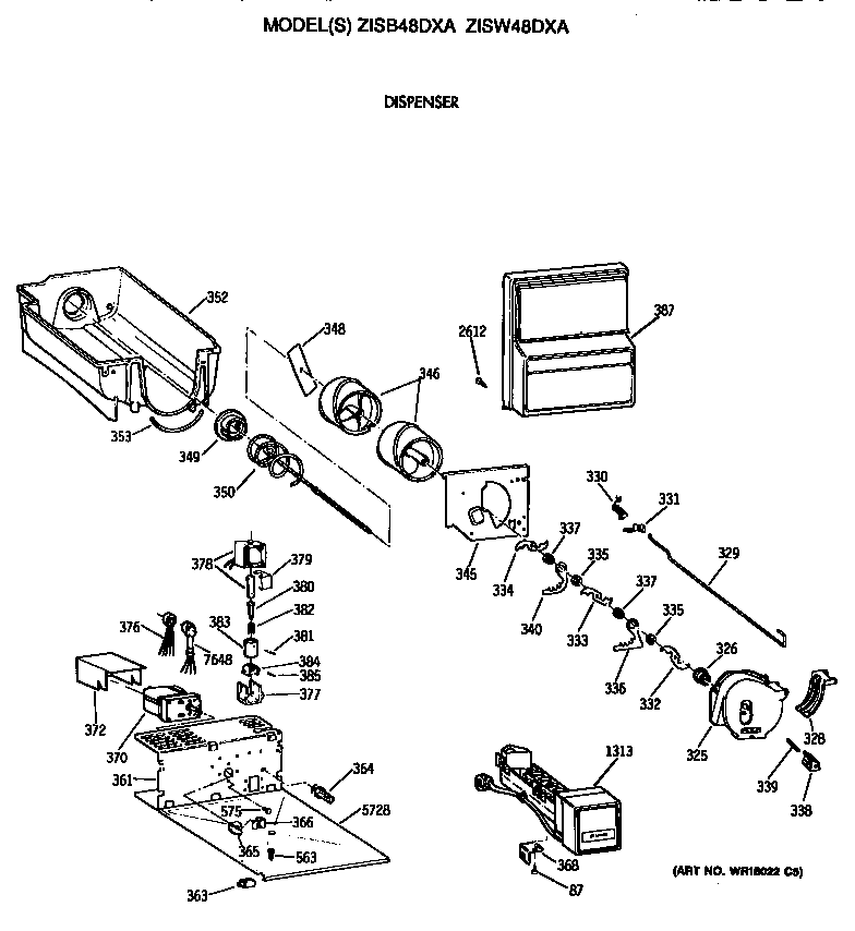 GE ZISB48DXA dispenser diagram