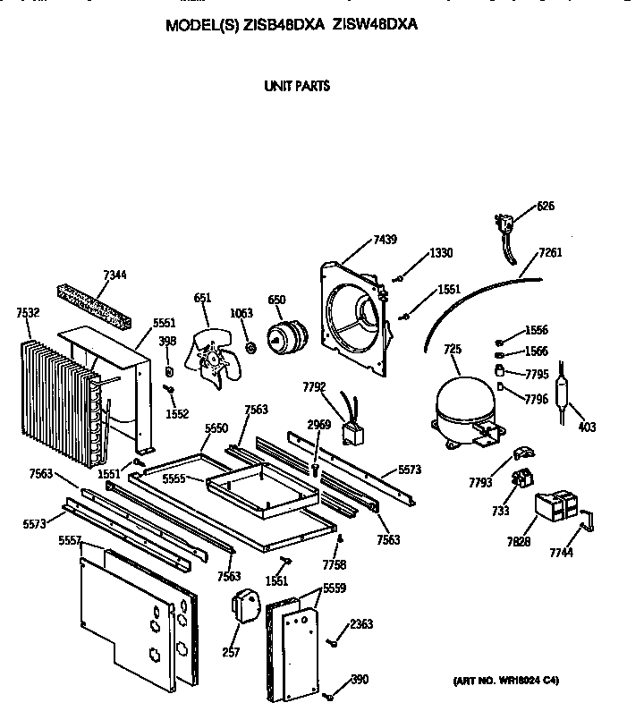 GE ZISB48DXA unit diagram