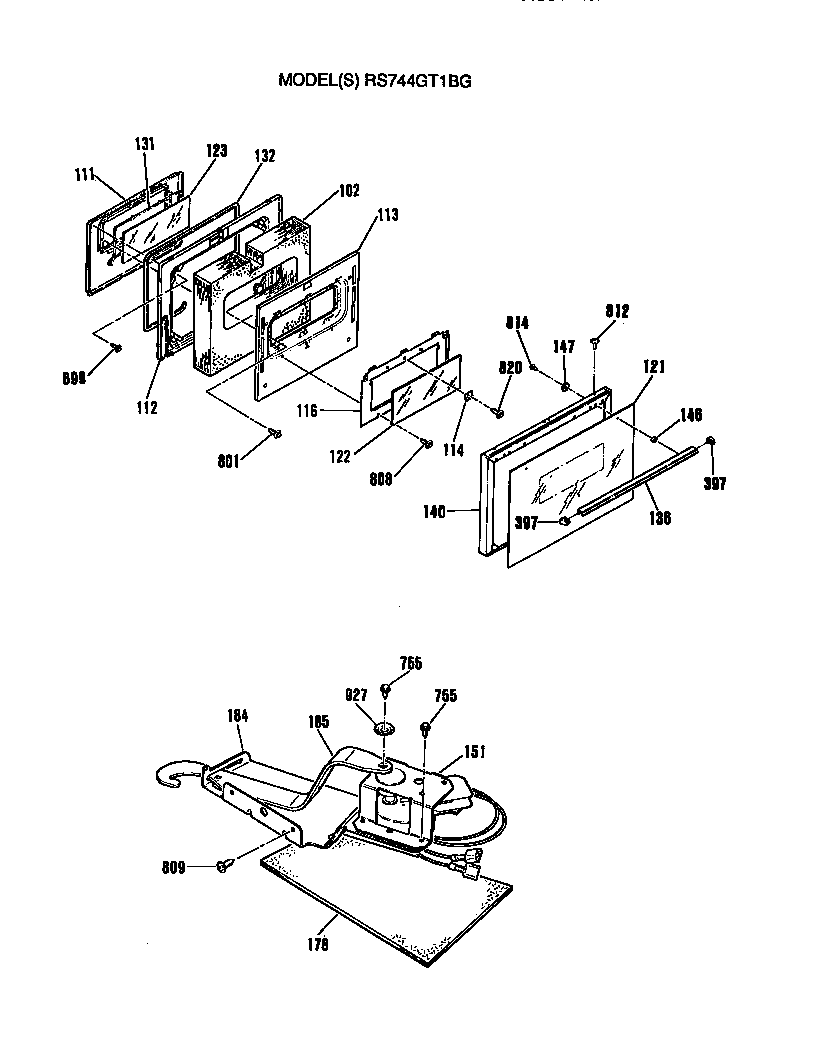 Hotpoint RS744GT1BG door/latch diagram