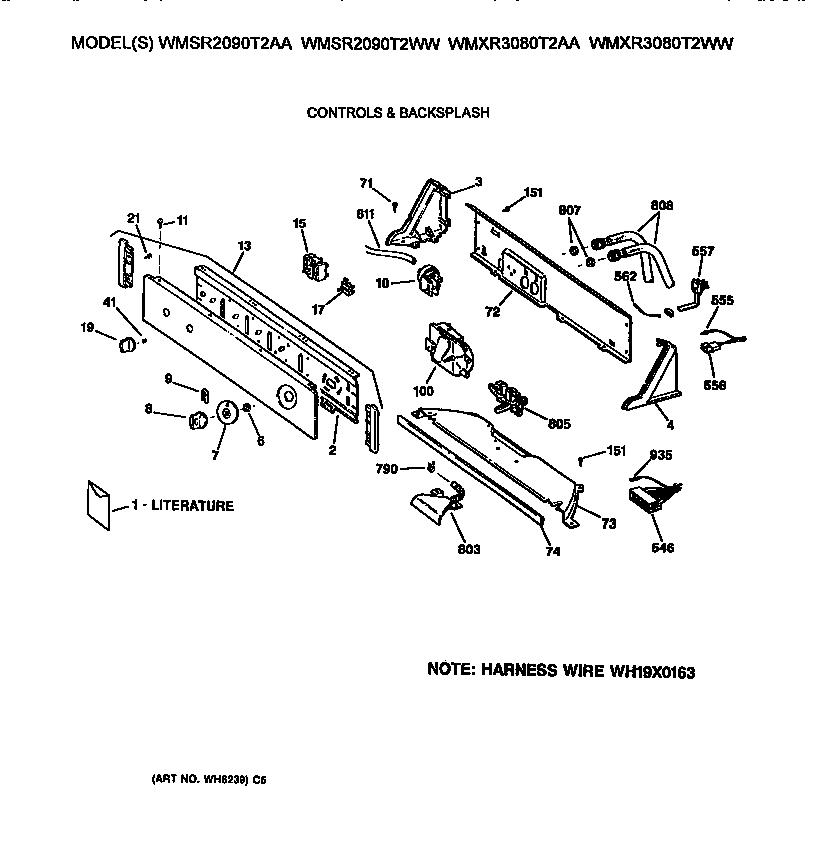 GE WMXR3080T2AA backsplash diagram