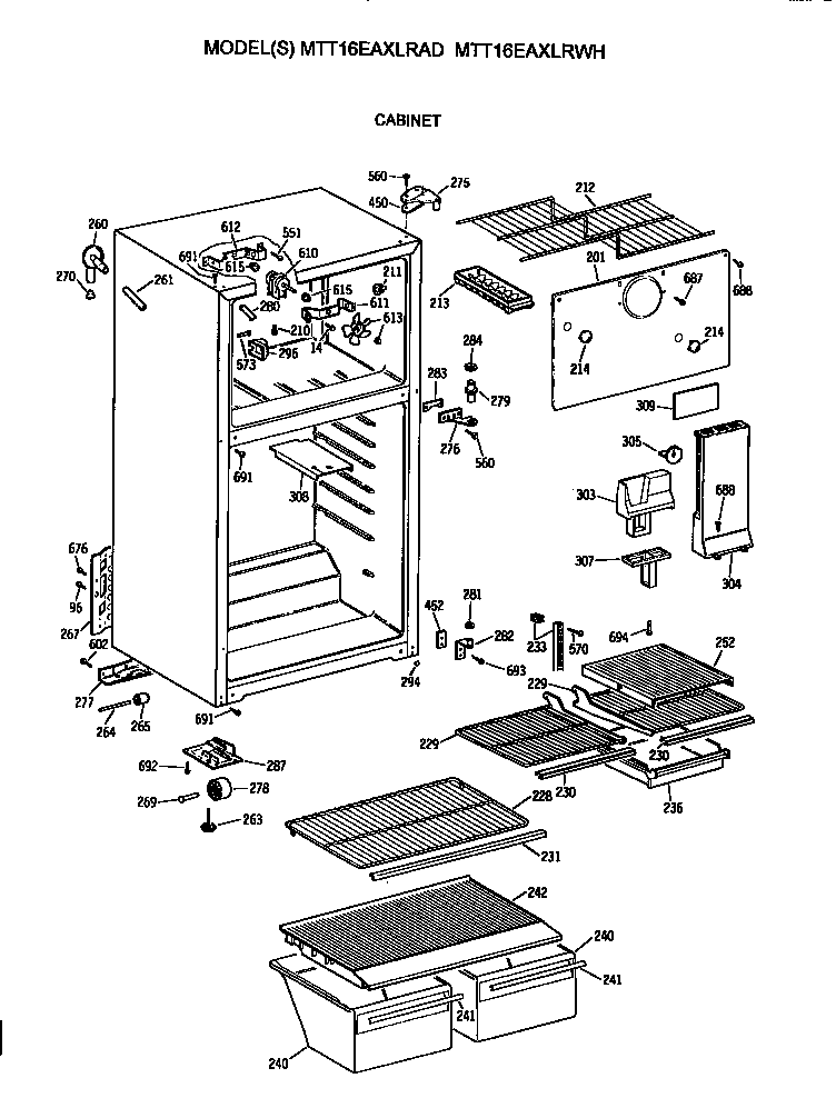 GE MTT16EAXLRWH cabinet diagram