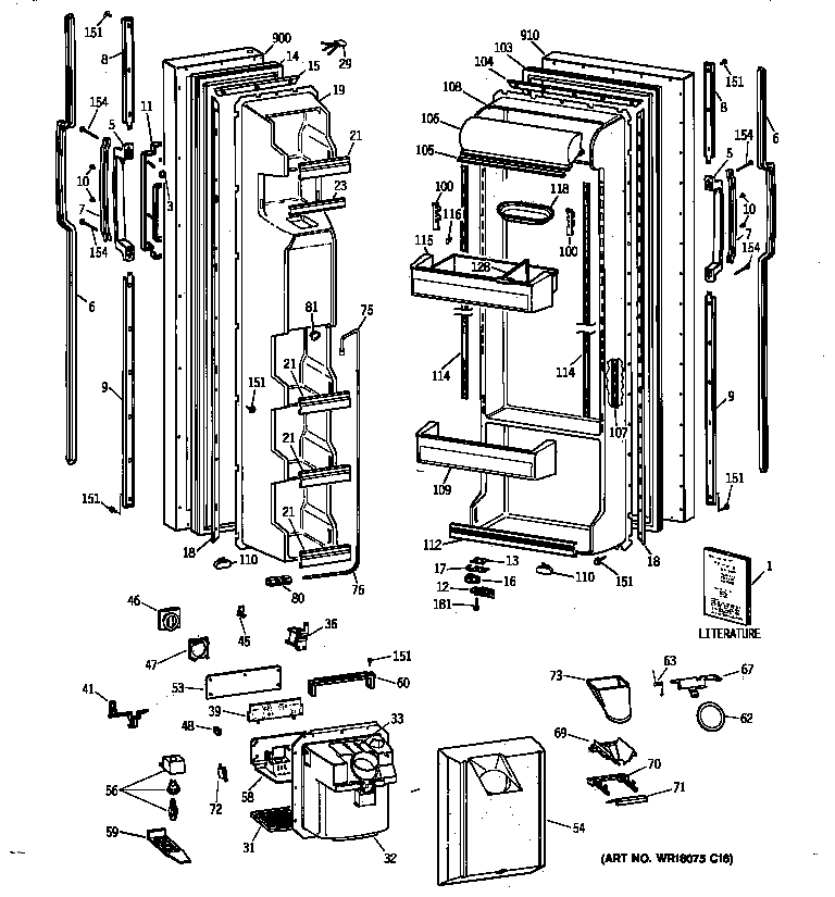 GE TFG25JRYAWW doors diagram