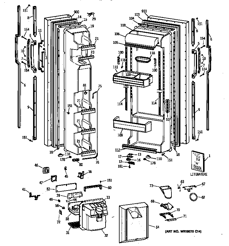 GE TFT25JWYAWW doors diagram